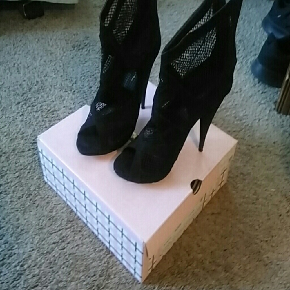 Black mesh stilettos